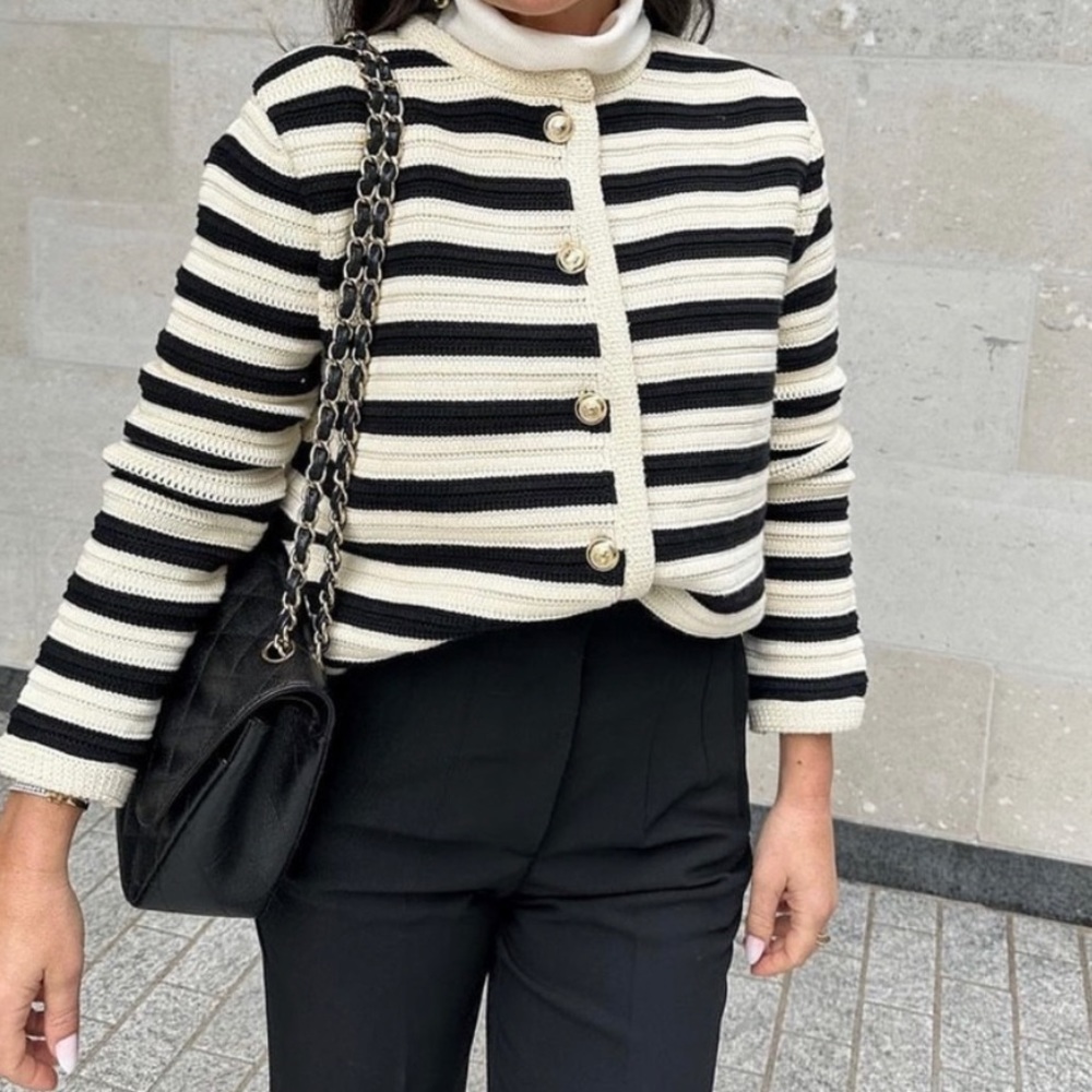 Massimo Dutti Striped Knit Cardigan